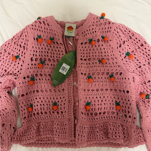 FARM Rio Pink and Orange Cardigan Sweater with Playful Embellishments - Picture 3 of 6